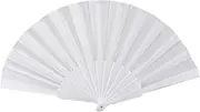 [KUNLONGSKY] Plastic Fabric Hand Foldable Fan for Ladies Men White