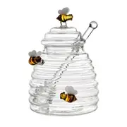 Glass Honeycomb Tank Kitchen Tools Honey Storage Container with Dipper and Lid Honey Bottle for Par As Shown