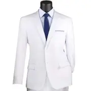 LUCCI Men's White 2-Button Slim-Fit Poplin Polyester Suit, 34S-52L - NEW