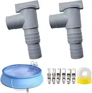1 Set of Plunger Valves Suitable for 32mm Above Ground Swimming Pools, Hose Connection Kit with Hose Clamp, Maintain Swimming Pool Accessories, Pool Replacement Parts