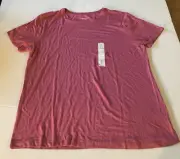 Nine West Nwt Women Size Large Soft Spun Short Sleeves Mauve Crewneck Top