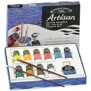 13pc Winsor & Newton Artisan WMOC 37ml Paint Tube/Linseed Oil/Brushes Studio Set