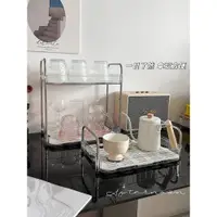 在飛比找ETMall東森購物網優惠-桌面雙層茶具玻璃收納架子水杯