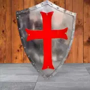 Medieval Templar Crusader Shield Battle Knight Warrior Shield Red Cross Design