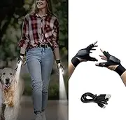 WFPI Rechargeable LED Flashlight Gloves for Adults, Hands-Free Lights for Night Fishing, Running, Camping, Gifts for Him, Birthday, Christmas