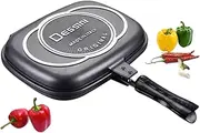 VIVID VIRSA Double Sided Grill Pan, Non Stick Fry Pan, Aluminum Alloy, Indoor Outdoor Grill Pan, Multi Function Frying Pan, Portable, Healthy, Non-Stick Double Sided Pan, Even Heat Distribution pan.