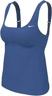[Nike] Essentials Scoop Neck Tankini Female (Large, Pacific Blue)