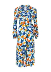 Diane Von Furstenberg Phoenix Reversible Printed Tulle Midi Dress - Blue - XL (UK16 / XL) XL (UK16 / XL)