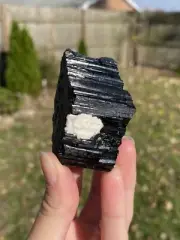 Raw Rough Black Tourmaline with Quartz Natural Crystal