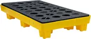 Spill-Proof Tray Oil Tank Spill Tray，Spill Containment Platform, Modular Spill Platforms with Flat Top Grating, Yellow and Black Polyethylene Pallets, Warehouses Factory Workshop Leakproof T