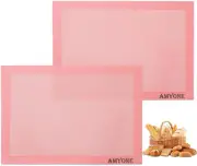 Perforated Baking Mats, 2 PCS Pink Eclair Silicone Mat for Half Sheet, Non-St...