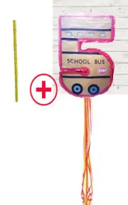 NUMBER FIVE SCHOOL BUS PINATA birthday pull string or hit WITH OPTION OF STICK