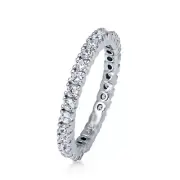 Sterling Silver 925 CZ Round Anniversary Eternity Wedding Band Ring Size 4-10