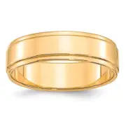 14k Yellow Gold 6mm Flat with Step Edge Band Ring FLE060