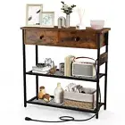 Giantex Entryway Table w/ Charging Station Narrow Console Table w/ 2 Drawers