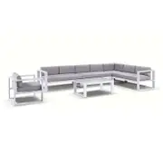 Outdoor Santorini Package C In White With Textured Grey Cushions