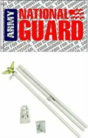 3x5 U.S. Army National Guard Letter Flag w/ 6' Ft White Flagpole Flag Pole kit