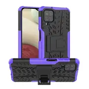 Samsung Galaxy A12 Case, Shockproof Heavy Duty Tough Kickstand Protective Rugged Case Cover (Purple)