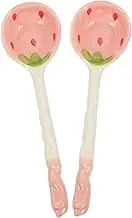 TOPPERFUN 2Pcs Fruit Pattern Ceramic Spoons Long Handle Kitchen Spoons Lightweight Design for Home and Restaurant Use for Serving Desserts and Soups