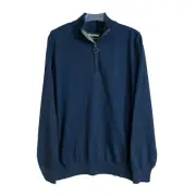 Barbour Sweater Mens XL Half Zip Pullover Mock Neck Navy Blue Cotton Jumper