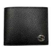 Gucci Men'S Wallet 610464 Bifold Billfold Interlocking G Leather Black/Blue Outl