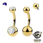 2Pcs Titanium Belly Button Bar Navel Barbell Piercing Gold Rose Black 8mm - 14mm