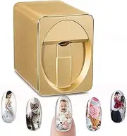 Professional Nail Printer Machine, 3D Nail Printer Mobile Nail Painter Photo, Portable Mobile Nail Art Printing Machine, Mobile Nail Printing Machine for Home Nail Salon,Gold