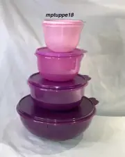 ✅Brand New Tupperware Mixing Bowl 4-piece Set W/Liquid-tight seal~purple & Pink*