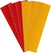 uxcell 6 Rolls Reflective Tape 1.18" x 4.72" High Visibility Reflective Adhesive Stickers Outdoor Waterproof for Trailer Trucks Bike Car Motorcycle Helmet Mailbox, Yellow Red