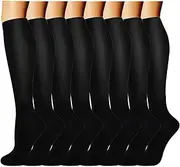 ACTINPUT Compression Socks (8 Pairs) for Women & Men 15-20mmHg - Best Medical,Nursing,Hiking,Recovery & Flight Socks
