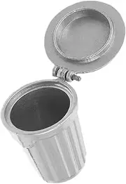 1:12 Miniature Garbage Can Dollhouse Ornament Mini Trash Can Lid Sustainable Material Working Lid