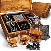 COSMO ABODE Elegant Square Decanter Set with Glasses – Premium Whiskey & Spirits Carafe Gift Set for Anniversary, Birthdays – Premium Glass Carafe and Tumblers for Whiskey Lovers