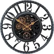 eYotto 16inch Real Moving Gears Wall Clock, 40cm Large Wall Clock kitchen, Vintage Silent Decorative Clock, Big Roman Numeral Wall Clock for Living Room Decor, Office,Farmhouse