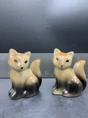 Fox Salt And Pepper Shakers Brown And Tan Foxes