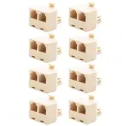 8 Pcs RJ11 6P4C Telephone Phone Line 1 Male to 2 Female T Modular Adapter Ivory