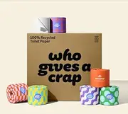 Who Gives A Crap Toilet Paper, 3-Ply White, 400 Sheets, 48 Rolls, 100% Recycled
