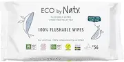Eco by Naty, Baby Toilet Wipes, 56 Wipes (1 Pack of 56), Vegetable-Based Compostable Wipes with 0% Plastic; No Harmful Chemicals