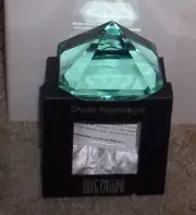 Oleg Cassini Crystal Paperweight Turquoise NIB