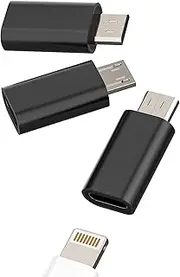 Lightning to Micro USB Adapter (3 Pack) Android Port Adaptor for iPhone Charger Cable Android Charging Connector compatible for Samsung Lightning Female to Micro USB Male Accessories Converter Devices