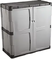[Rubbermaid] Commercial 7085 Double-Door Storage Cabinet - Base 36w x 18d x 36h Gray/Black