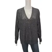 Buffalo David Bitton Super Soft Cozy V-Neck Long Sleeves Top Large Size Black