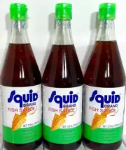 Squid Brand Fish Sauce Gluten Free, No MSG Added 24oz (Pack of 3)~8/14/2026