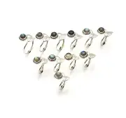 WHOLESALE 11PC 925 SOLID STERLING SILVER LABRADORITE RING LOT n565