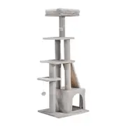 Petzly Cat Tree Tower Scratching Post Scratcher Condo House Bed 125cm Grey