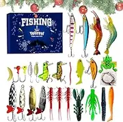 Fishing Tackle Advent Calendar | Christmas Fishhook Advent Calendar,2024 Advent Calendar Fishing Christmas Countdown Fishing Lures Set for Teen Boys