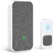 Wireless Doorbell, Remote Door Bell Ringer Wireless Long Range 400m with Fabric Finish, Coolqiya Portable Wireless Door Bells with Waterproof Ringer Button and Plug-in Doorbell Chime