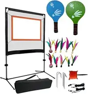 Pegciuho Badminton Net with Shuttlecocks and Storage Bag Practical Sports Net with Rackets for Indoor Courtyard Sports Training Parks