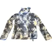 New Girls SO Navy Tie Dye Micro Fleece Funnel Neck sz 10/12 L