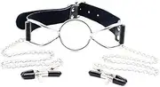 Role Play Stainless Steel Alternative Faux Leather Mouth Open Gag Play Ball O-Ring Costume Cosplay Masquerade Hallowmas Funny Toy