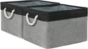 Organization and Storage Bins for Shelves - 17X15X12 Inch 2 Pack Foldable Basket